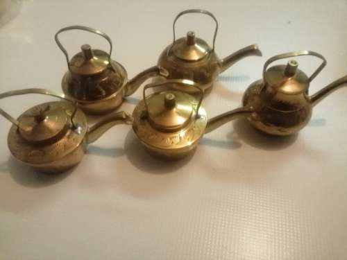 Small brass teapots for decoration