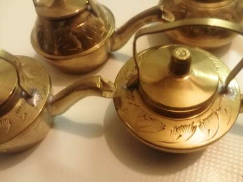 Small brass teapots for decoration