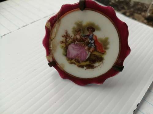 Miniature Limoges plate on stand