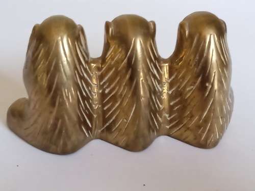 Brass ornament, see, hear and speak no evil