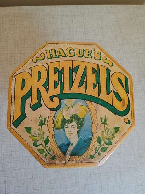 Vintage Hagues Pretzels Tin circa 1970