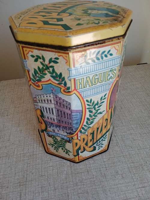 Vintage Hagues Pretzels Tin circa 1970