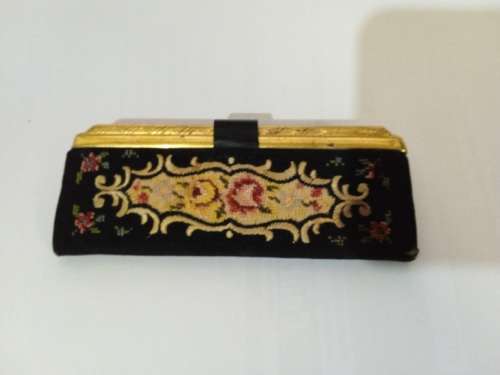 Vintage petite point lipstick/makeup mirror