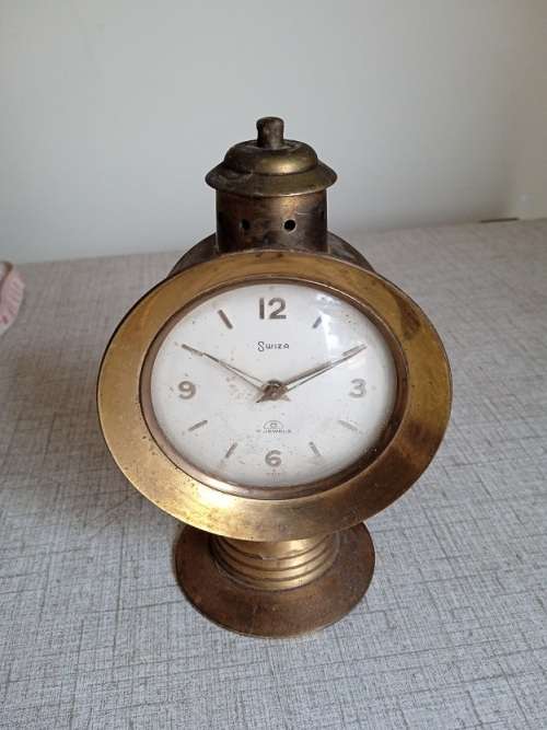 Vintage Swiza brass alarm clock, not working