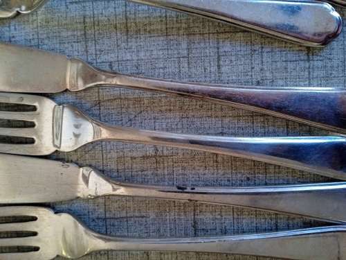 Walker and Hall fish knives and forks, St James pattern