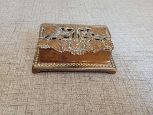Antique brass stamp box for desk