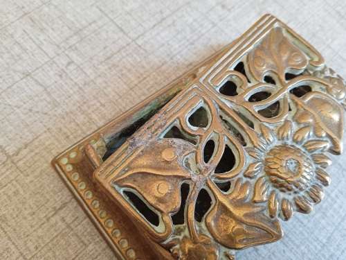 Antique brass stamp box for desk