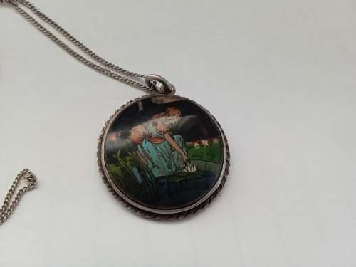 Butterfly wing pendant in sterling silver backing