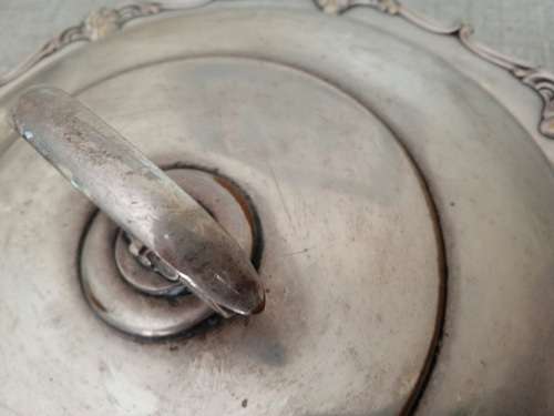 Silver plated serving dish with lid