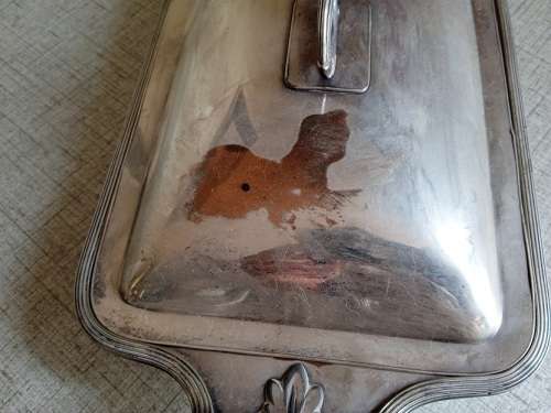 Well used silver plated serving dish with lid
