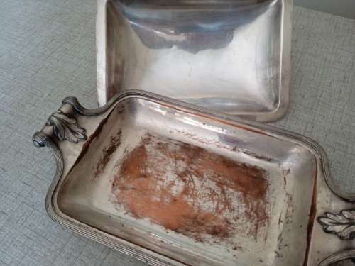 Well used silver plated serving dish with lid