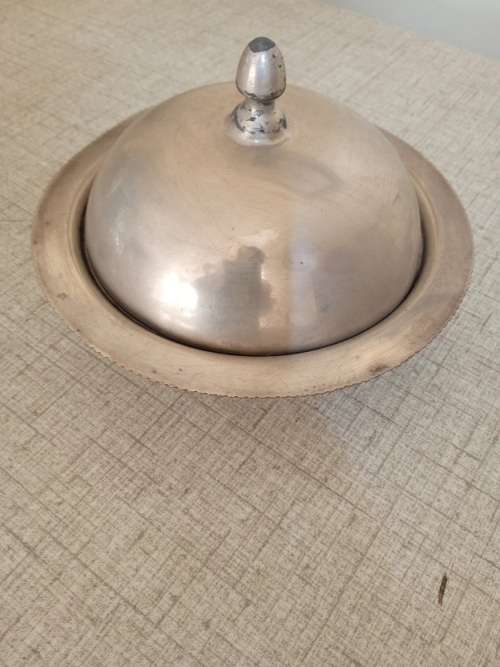 Vintage silver plated butter dish with lid
