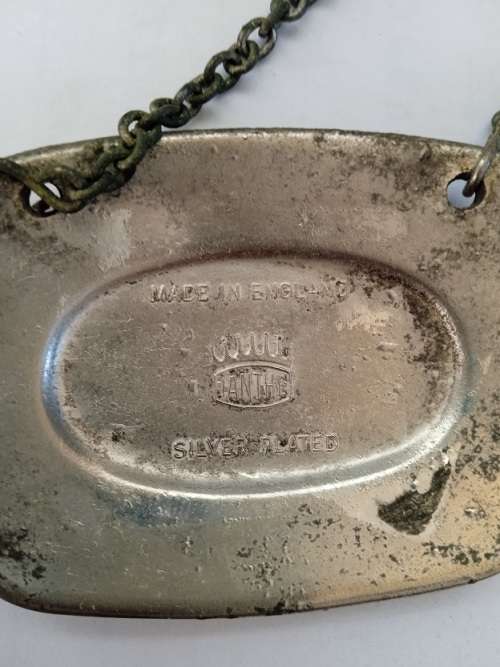 Antique silver plated wine label