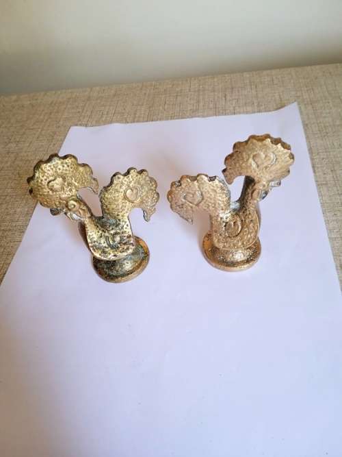 2 x solid brass chicken ornaments