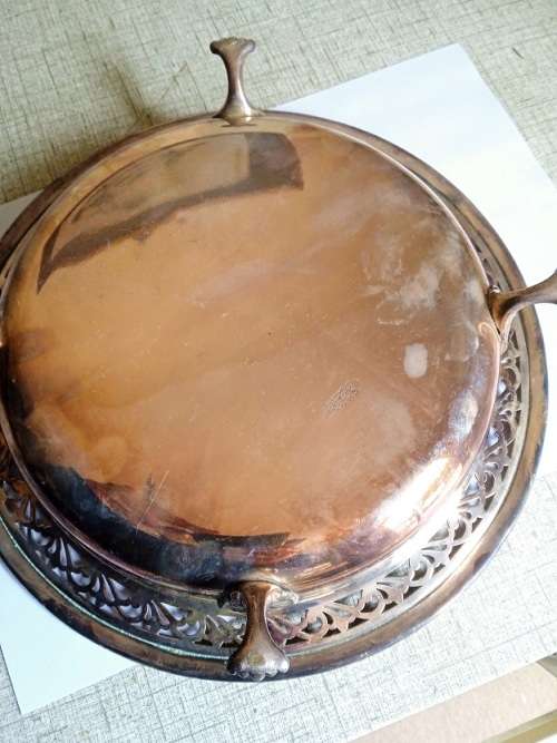 Silver plated footed fruit bowl with lattice edge