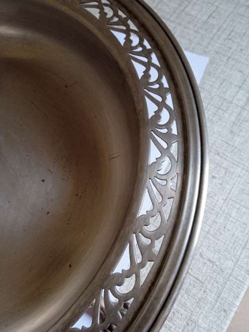Silver plated footed fruit bowl with lattice edge