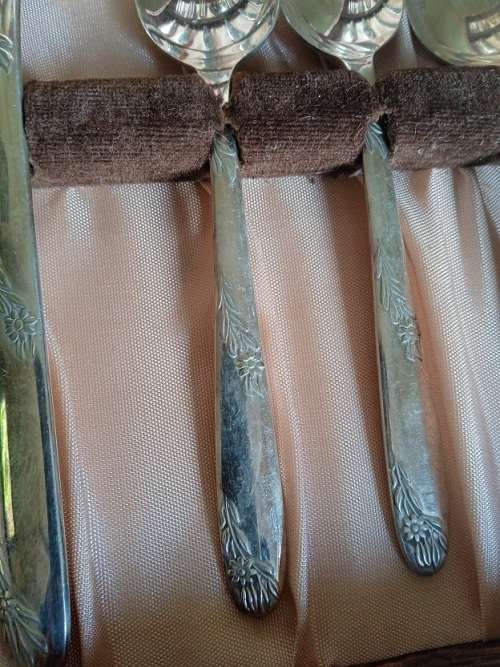 Mid Century Tea and Cake cutlery, Warwick pattern Angora plate EPNS