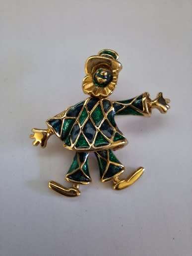 Vintage Clown brooch, movable legs