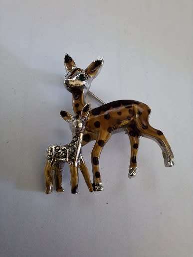 Bambi and bambino brooch