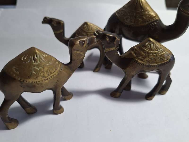 Set of 4 brass Camel ornaments