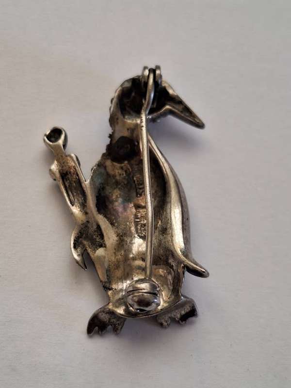 Marcisite silver penguin brooch