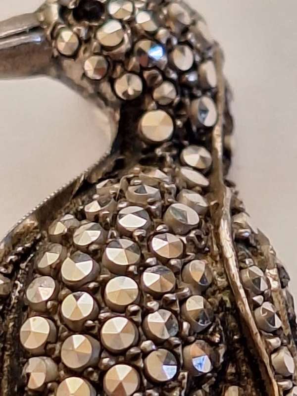 Marcisite silver penguin brooch