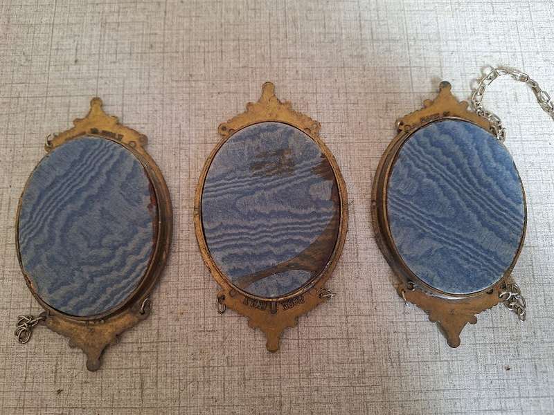 Vintage Italian frames with prints on satin/silk
