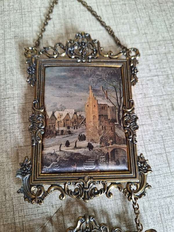 Vintage Italian frames with prints on satin/silk