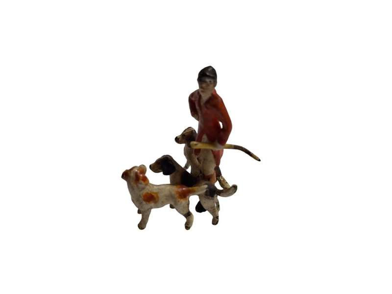 Vintage miniature lead fox hunter and hounds