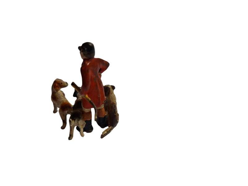 Vintage miniature lead fox hunter and hounds