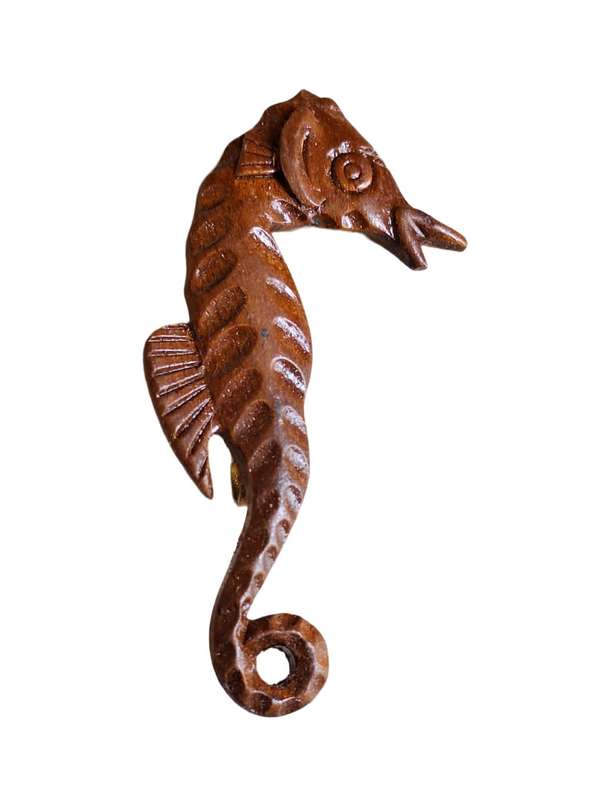 Pretty wooden seahorse brooch