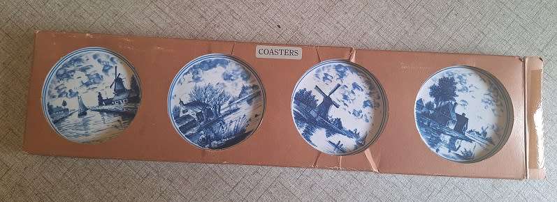 Lovely blue and white ceramic coasters