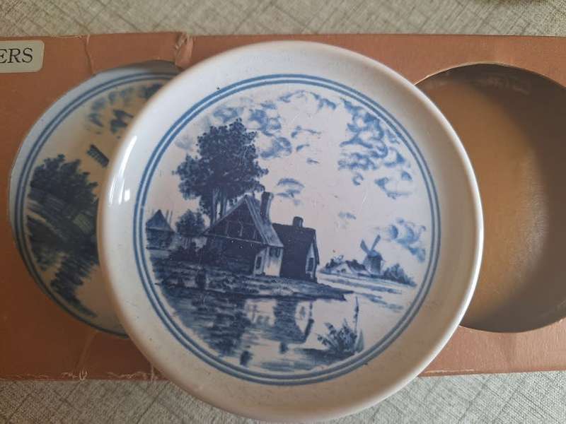 Lovely blue and white ceramic coasters