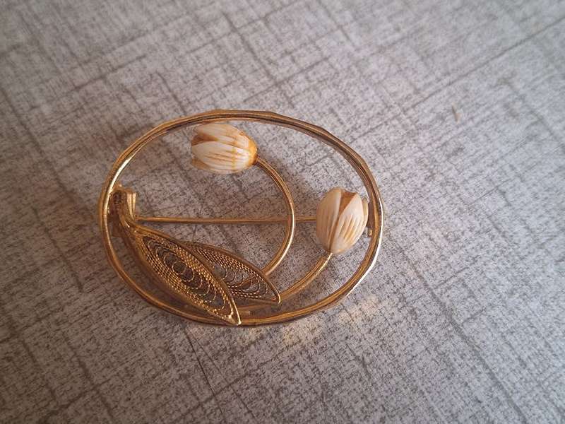 Tulips? inside brooch