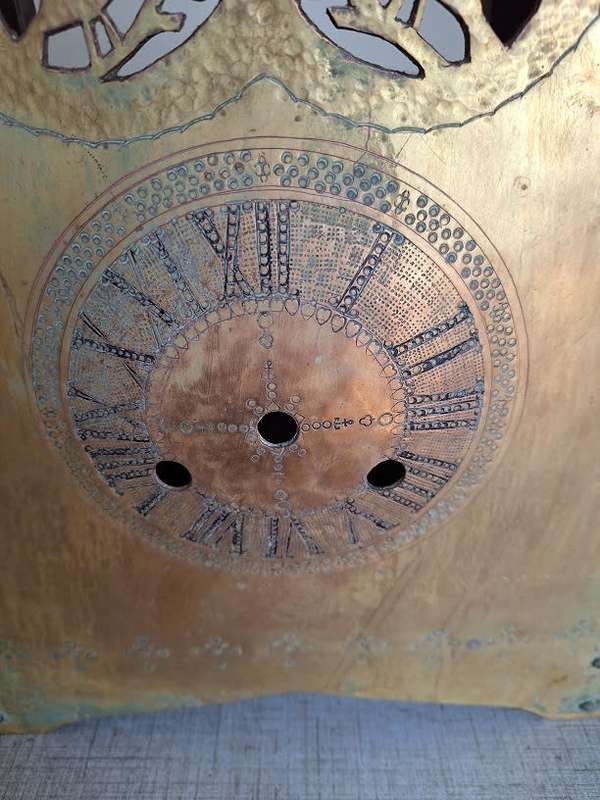 Copper, brass and wood Grandfather clock face