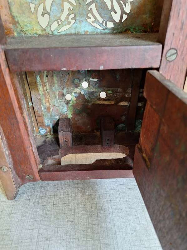 Copper, brass and wood Grandfather clock face