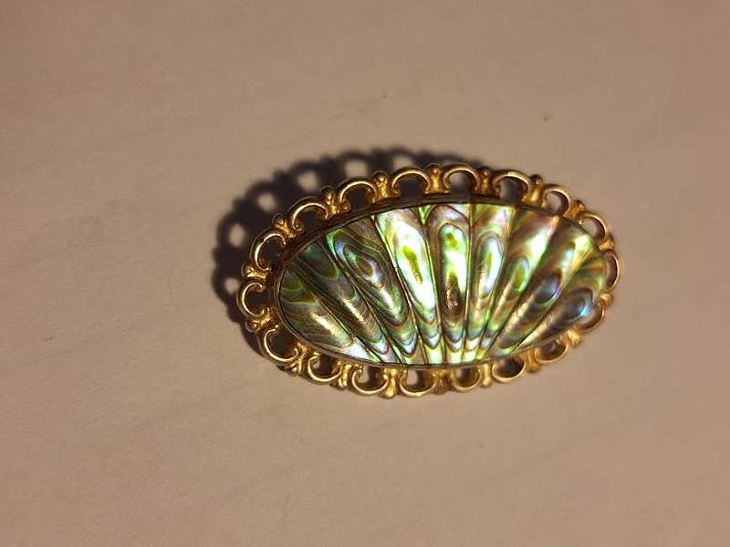 1950s Paua shell and silver brooch