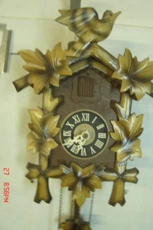 LOVELY TWO TONE CUCKOO CLOCK IN GOOD WORKING ORDER