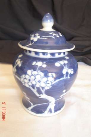 LOVELY BLUE AND WHITE JAR WITH LID
