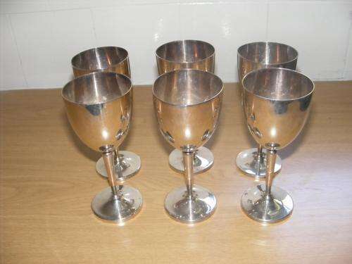 6 X LOVELY SILVER PLATED WINE GOBLETS