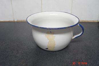 OLD ENAMEL CHAMBER POT