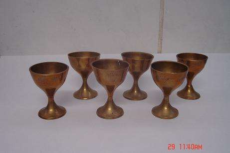 6 SMALL BRASS GOBLETS