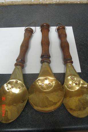 STUNNING BRASS SPOONS WITH WOODEN HANDLES