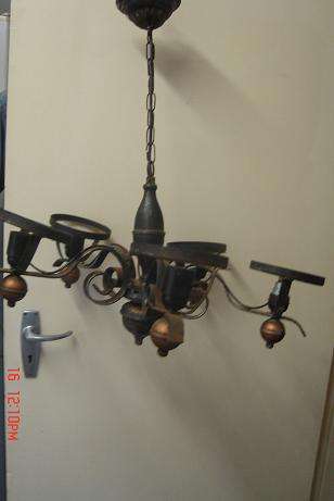 LOVELY WROUGHT IRON CHANDELIER IN NEED OF TLC