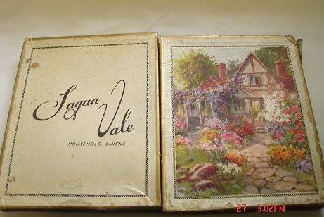 VINTAGE IRISH LOGAN VALE LINEN PILLOW AND BOLSTER SET