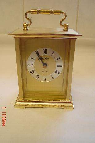 LOVELY BRASS SCHNEIDER CARRIAGE CLOCK WITH KIENZLE MOVEMENT WORKING