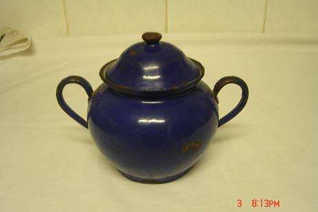 WHAT A FIND, AN OLD ENAMEL SUGAR/JAM BOWL