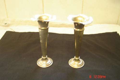 MATCHING PAIR OF SILVER PLATED VASES