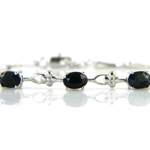 STUNNING 2.8ct Genuine Black Sapphire Bracelet 925 Sterling Silver