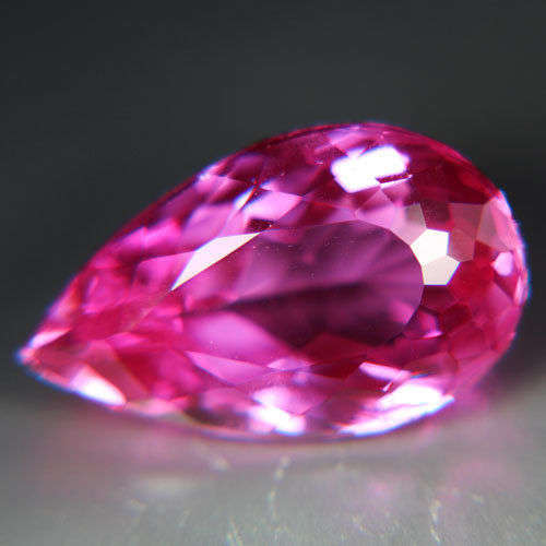 12.90ct. EXCELLENT TOP PINK LAB CREATED TOPAZ PEAR LOOSE GEMSTONE